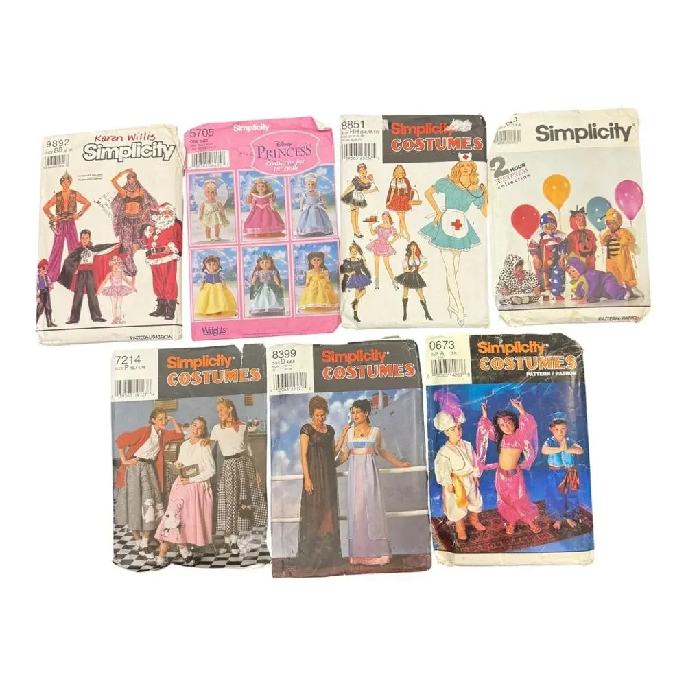 Vintage Collection of 7 Simplicity Costume Sewing Patterns